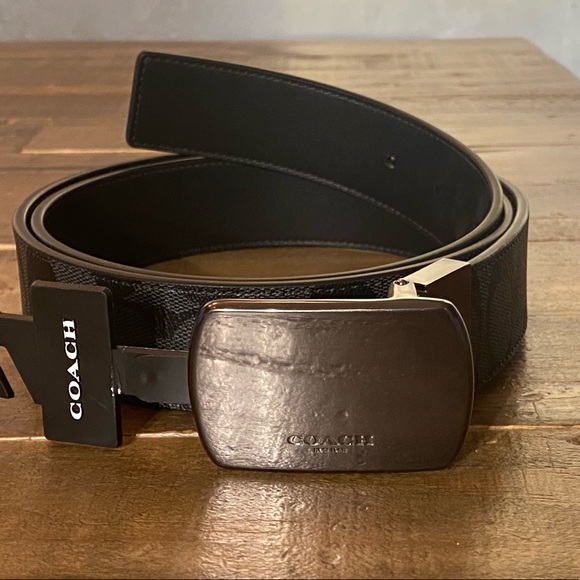 COACH SIGNATURE PLAQUE BUCKLE REVERSIBLE BELT - Picture 3 of 9